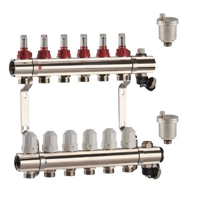 Flowmetre ve Otomatik Hava Vent Valflı Pirinç Manifoldu